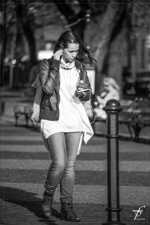 Girl Woman Street Life Downtown Black And White