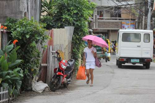Girl Woman Umbrella Shopping Boracay Philippines