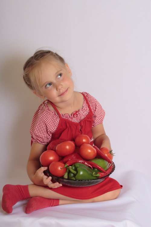 Girl Child Vegetables Smile Agriculture Natural