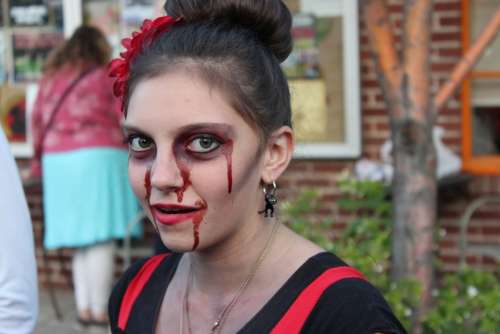 Girl Makeup Halloween Blood Face Young Female