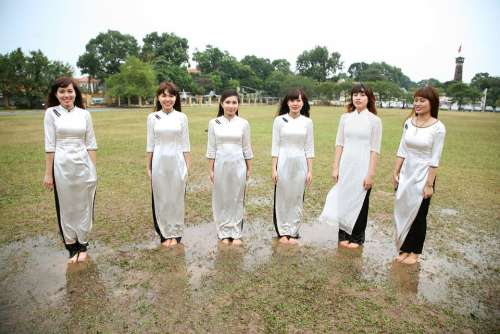 Girls Women Asian Japanese Chinese Standing Dress