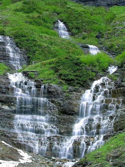 Glacier Falls Waterfalls Landscapes Nature