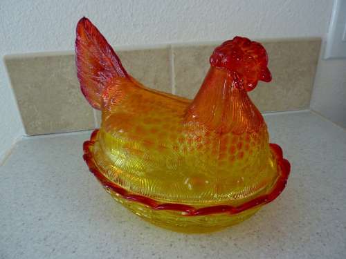 Glass Chicken Chicken Dish Carnival Glass Food