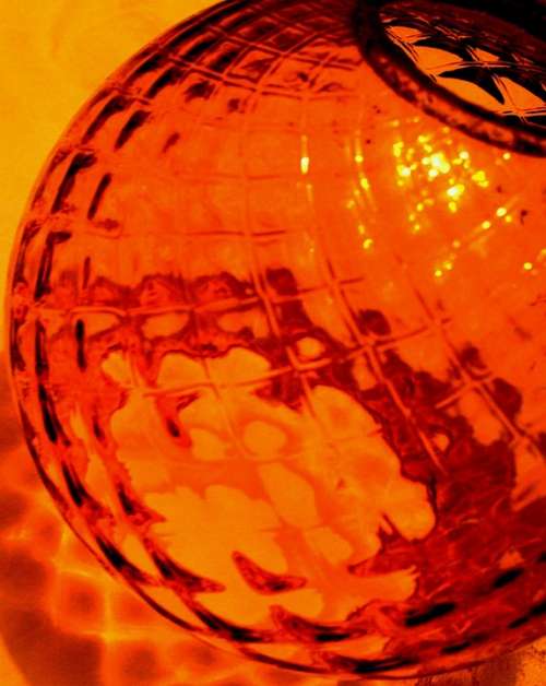 Glass Amber Ball-Shaped Patterned Textured