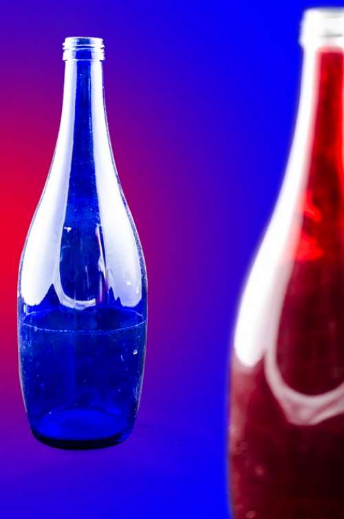 Glass Blue Red Color Glass Bottles Bottle