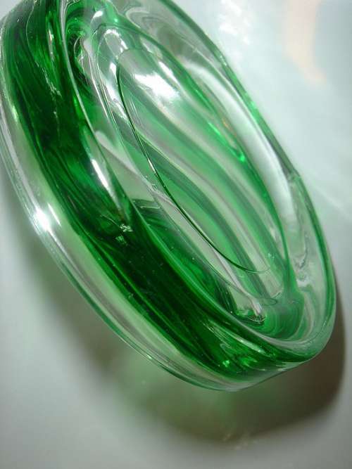 Glass Curves Green Line Oval Light