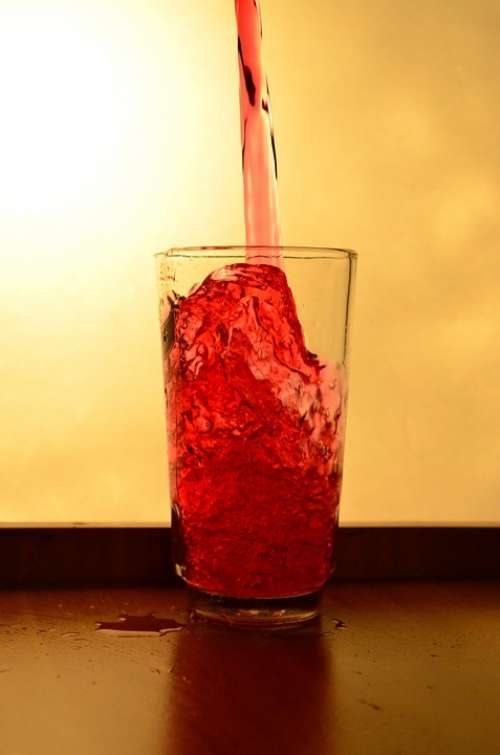 Glass Liquid Red Pouring Alcohol Drink Beverage