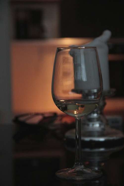 Glass Wine Evening Fest Mys Atmosphere White Wine