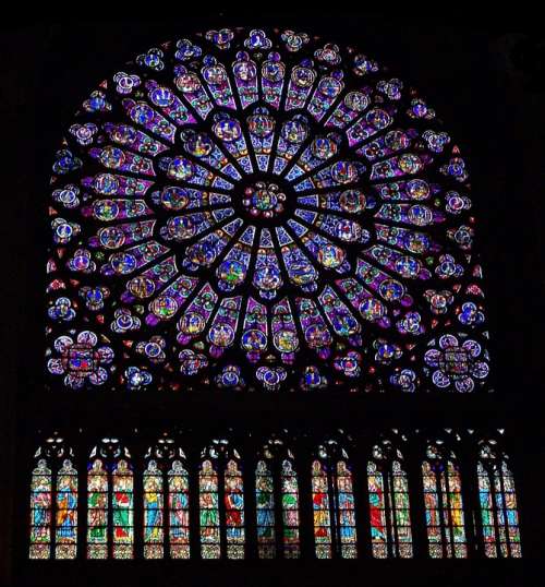 Glass Color Stained Paris France Cathedral