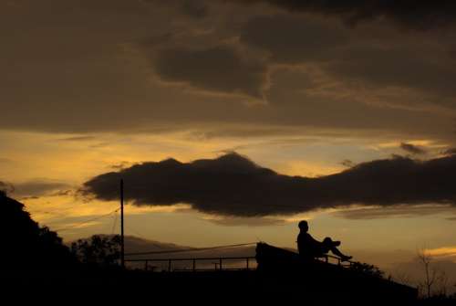 Glow Man Sky Sunset Silhouette Cloud