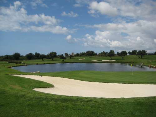 Golf Golf Course Green Field Grass Sand Pit