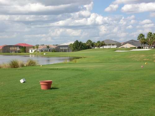Golf Golf Course Lake Sport Grass Sky Clouds