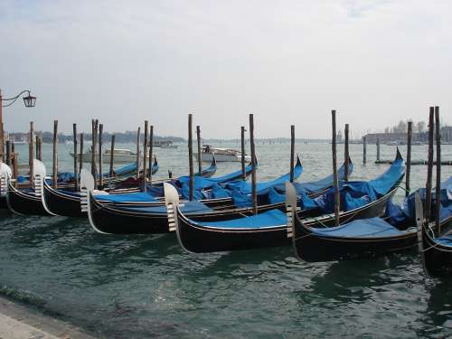 Gondolas Venice Water Boating Italy Sea City