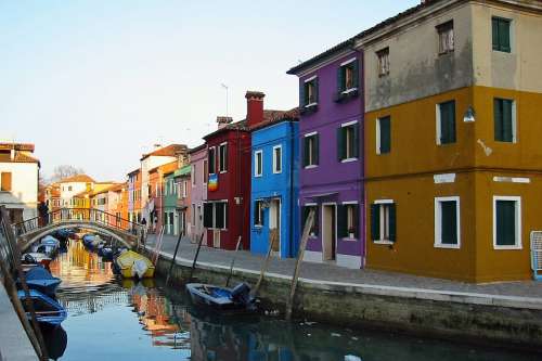 Gondolas Venice Houses Italy Lagoon Gondoliers