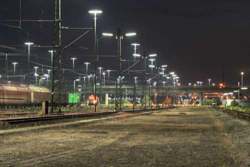 Goods Station Train Rails Gleise Railway Tracks