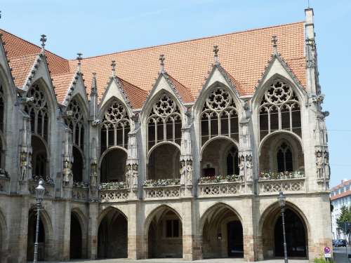 Gothic Town Hall Facade Monument Gable Stadtmitte