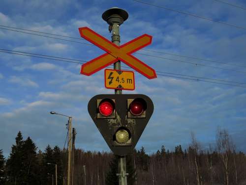 Grade Crossing Light Red Road Sign