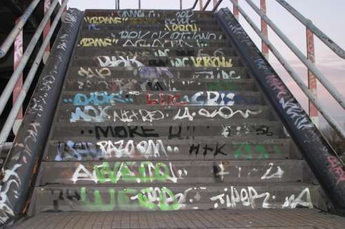 Graffiti Vandalism Amsterdam Holland Stairs