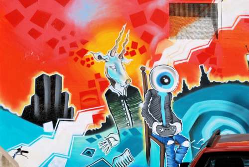 Graffiti Hauswand Wall Painting Colorful Creative