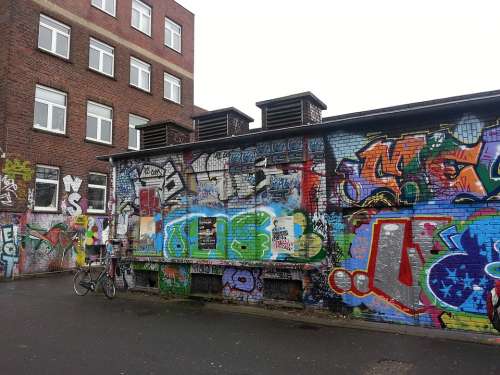 Graffiti Street Art Murals Break Up Backyard Mural