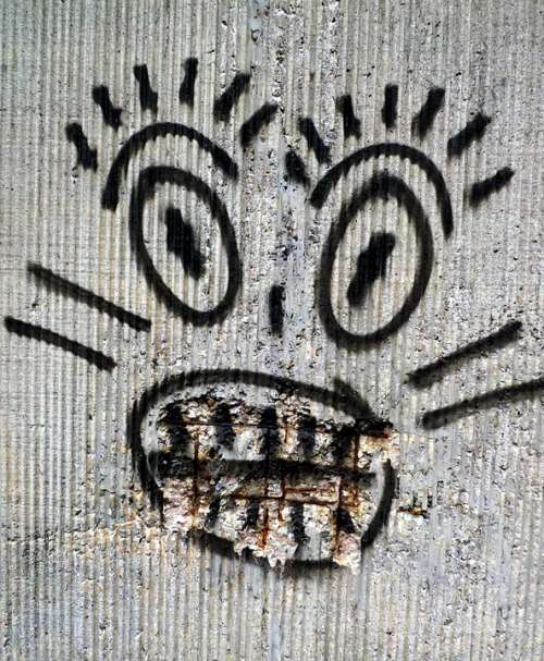 Graffiti Painted Street Art Worried Black And White