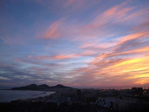 Gran Canaria Sky Dawn Panorama City Peninsula