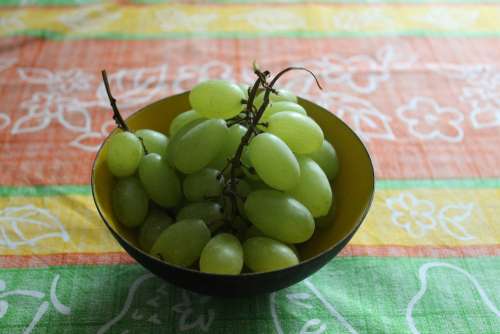 Grapes Bowl Fruit Table Cloth Still Life