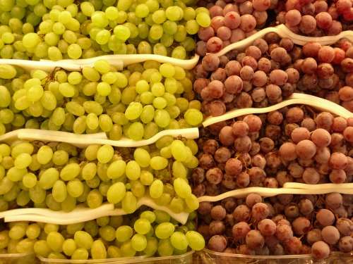 Grapes Fruit Market Healthy Red White Barcelona