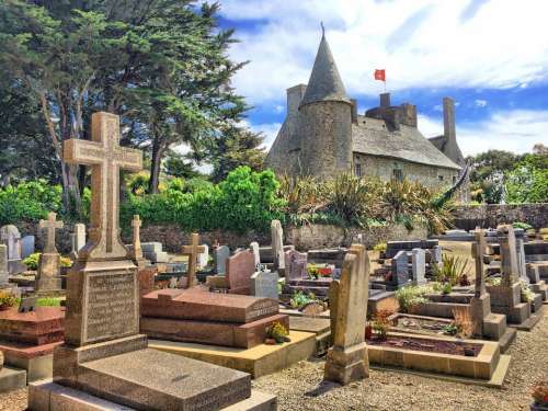 Graveyard France Cemetery Stone Cross Europe