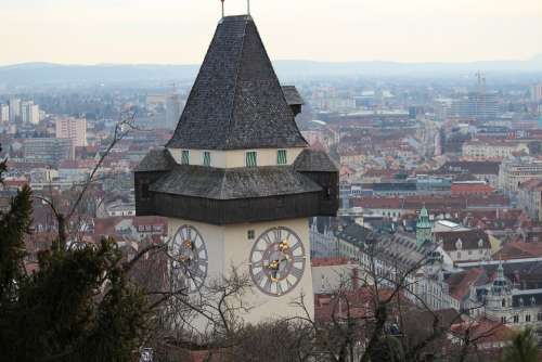 Graz Styria Clock Tower Landmark Austria City