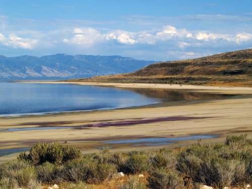 Great Salt Lake Utah Usa Water Landscape Nature