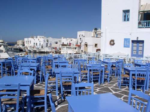 Greece Cyclades Table Blue Chair