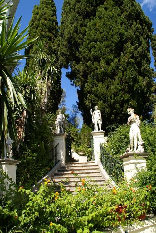 Greece Corfu Sissi Palace Achilleion Garden Image