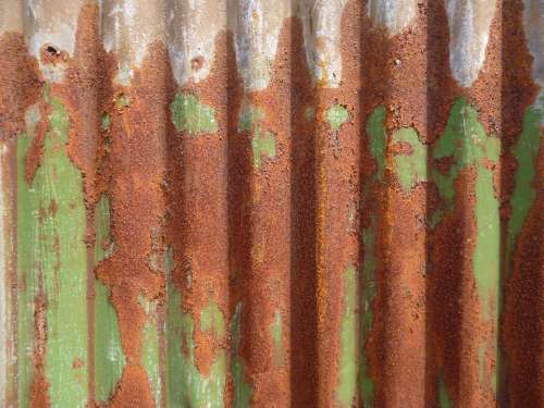 Green Rust Corrugated Iron Tin Background Texture