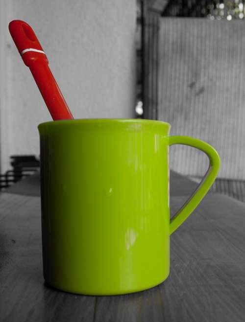 Green Cup Spoon Red
