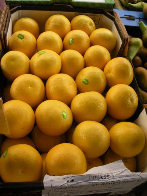 Greengrocer Fruit Crate Grapefruit Fresh Yellow