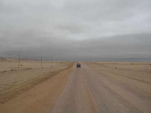 Grey Sky Salt Road Lone Vehicle Earthy Colors Veld