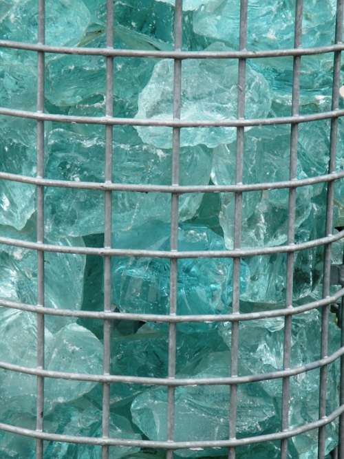 Grid Around Grids Metal Glass Blocks Turquoise