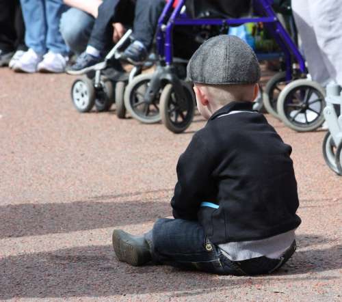 Ground Boy Child Hat Sitting People Person Cap