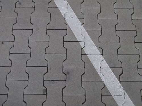 Ground Parking Lines Cobblestones Diagonal Oblique