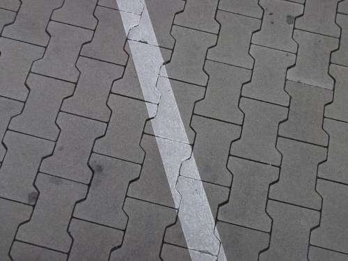 Ground Parking Lines Cobblestones Diagonal Oblique