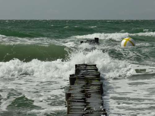 Groyne Boje Water Sea Wave Wind Surf Beach