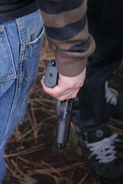 Gun Handgun Weapon Holding Dangerous People Man