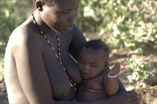 Hadzabe Brat Full At The In His Mother'S Lap