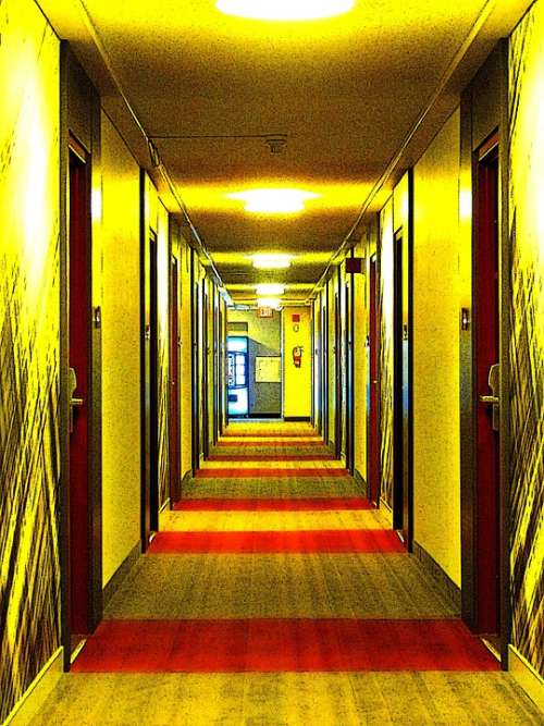 Hallway Lightened Hotel Comic Building