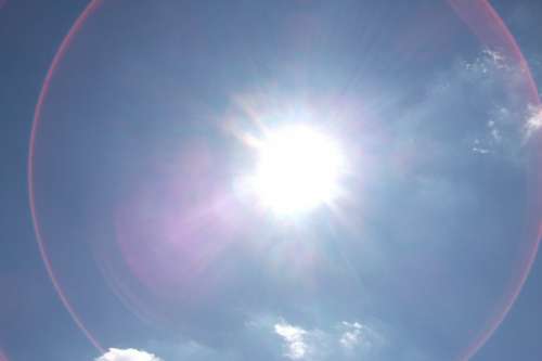 Halo Sun Light Rays Sky Clouds Blue Summer Heat