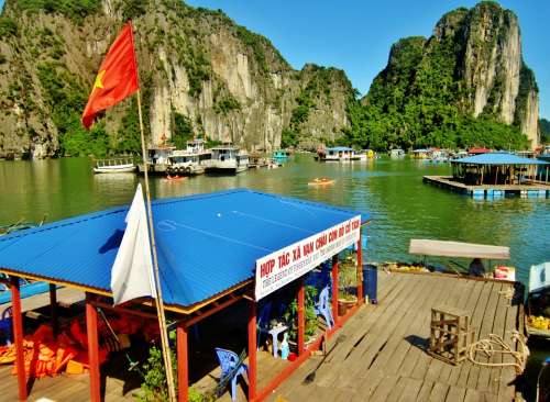 Halong Bay Vietnam Water Mountains Boats Scenic