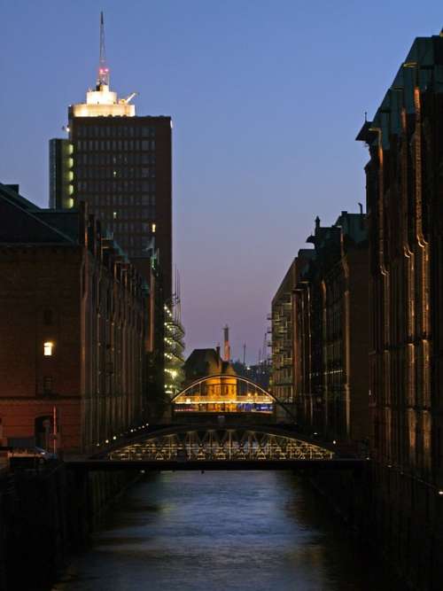 Hamburg Bridges Water Speicherstadt Building