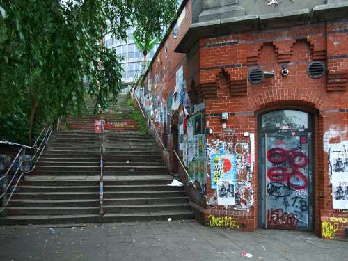 Hamburg Germany Harbour City Stairs Scene