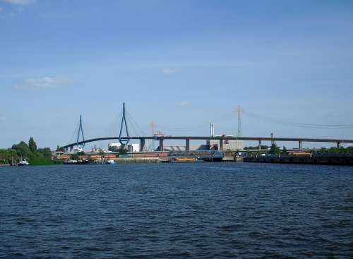 Hamburg Port City Elbe Bridge River Water Port